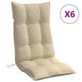 Cojines de silla Vidaxl 6 st de alto oxford tela beige