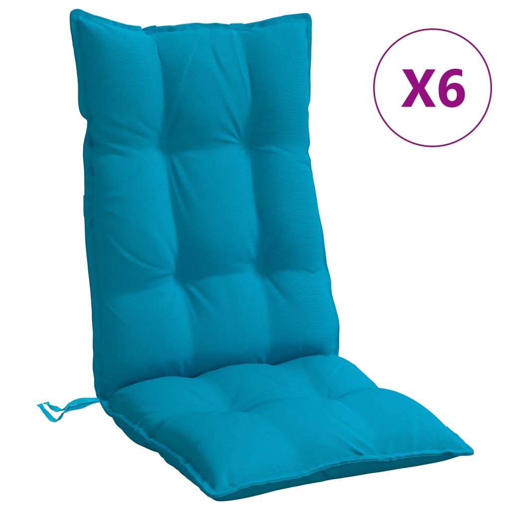 Cojines de silla Vidaxl 6 st de alto oxford tela azul de oxford