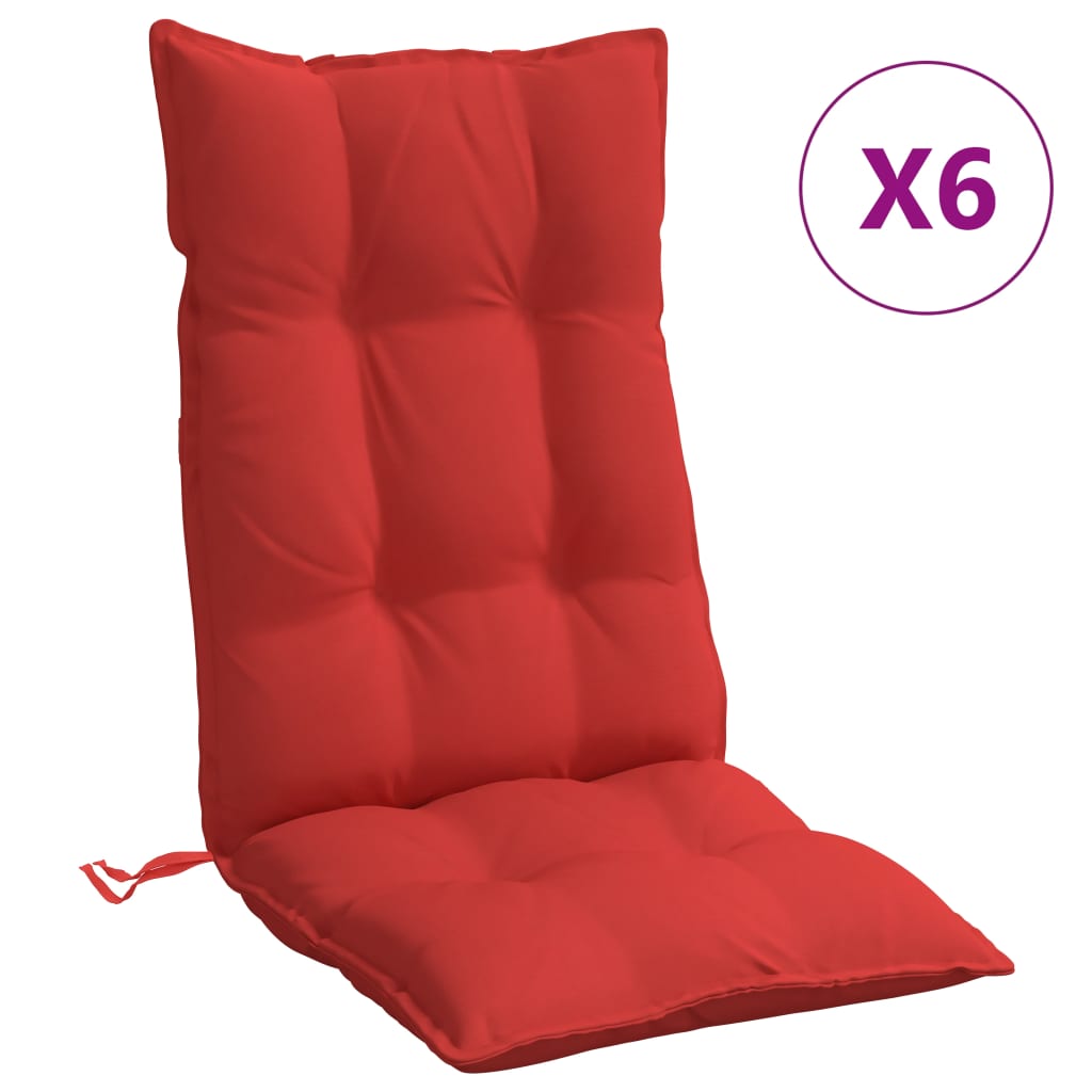 Coussins de chaise vidaxl 6 st haut de dos oxford tissu rouge