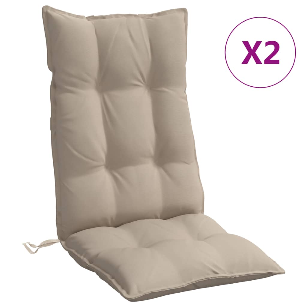 Coussins de chaise vidaxl 2 st haut de dos oxford tissu taupe