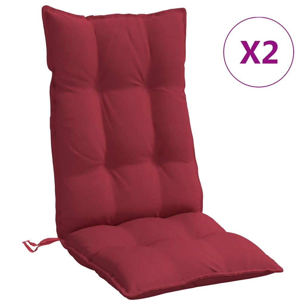 Coussins de chaise vidaxl 2 st haut dos oxford tissu vin rouge