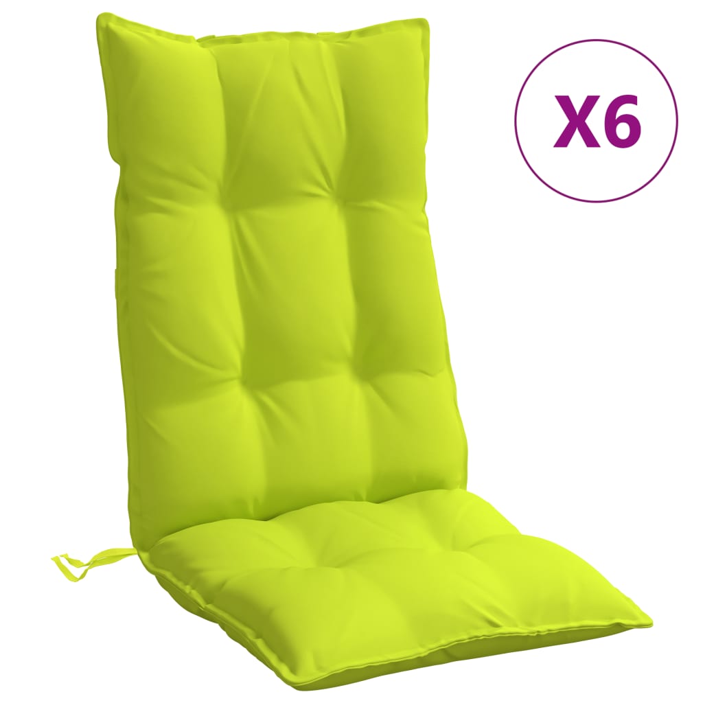 Cojines de silla Vidaxl 6 st de alto oxford tela verde brillante