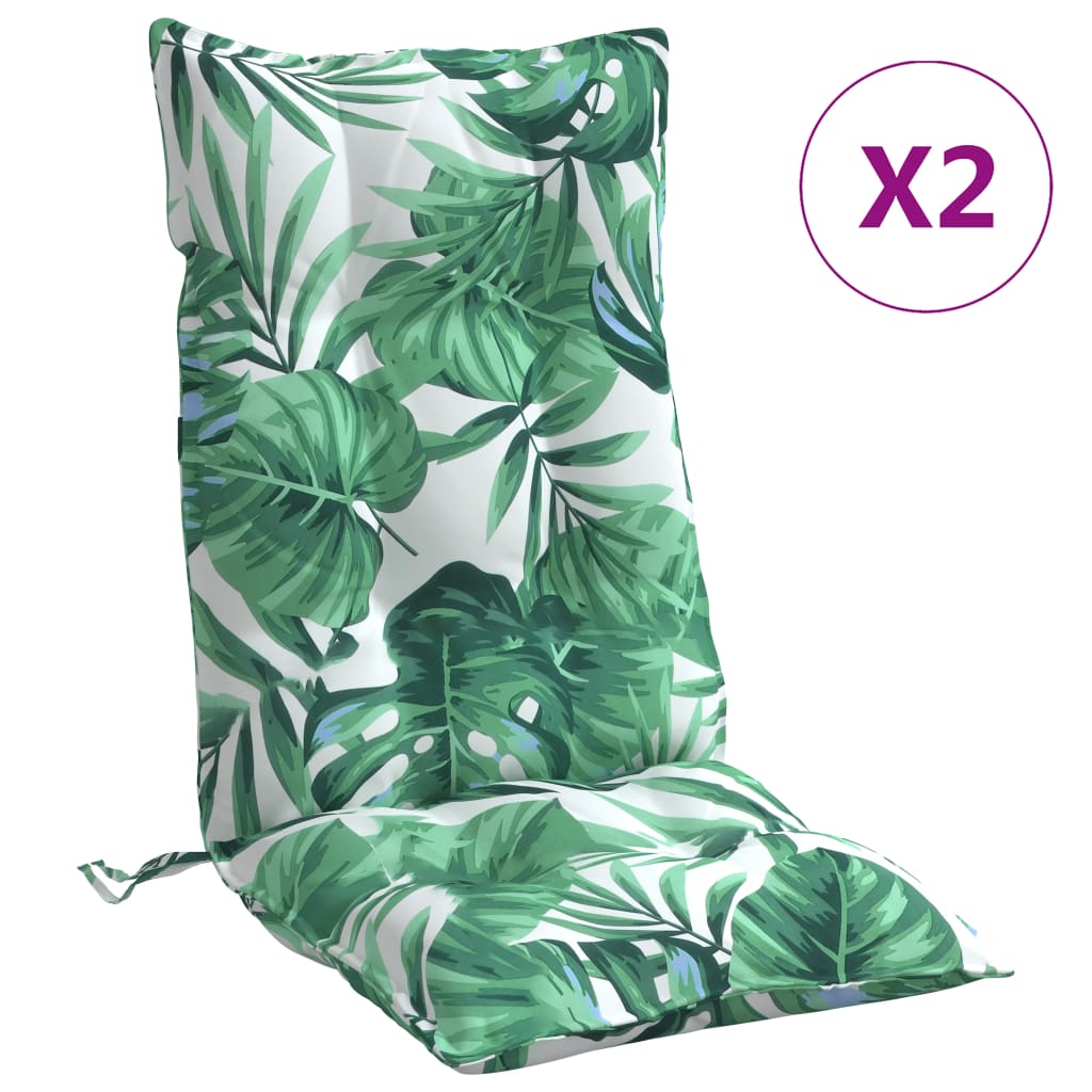 Coussins de chaise vidaxl 2 st motif de feuilles arrière hautes tissu oxford