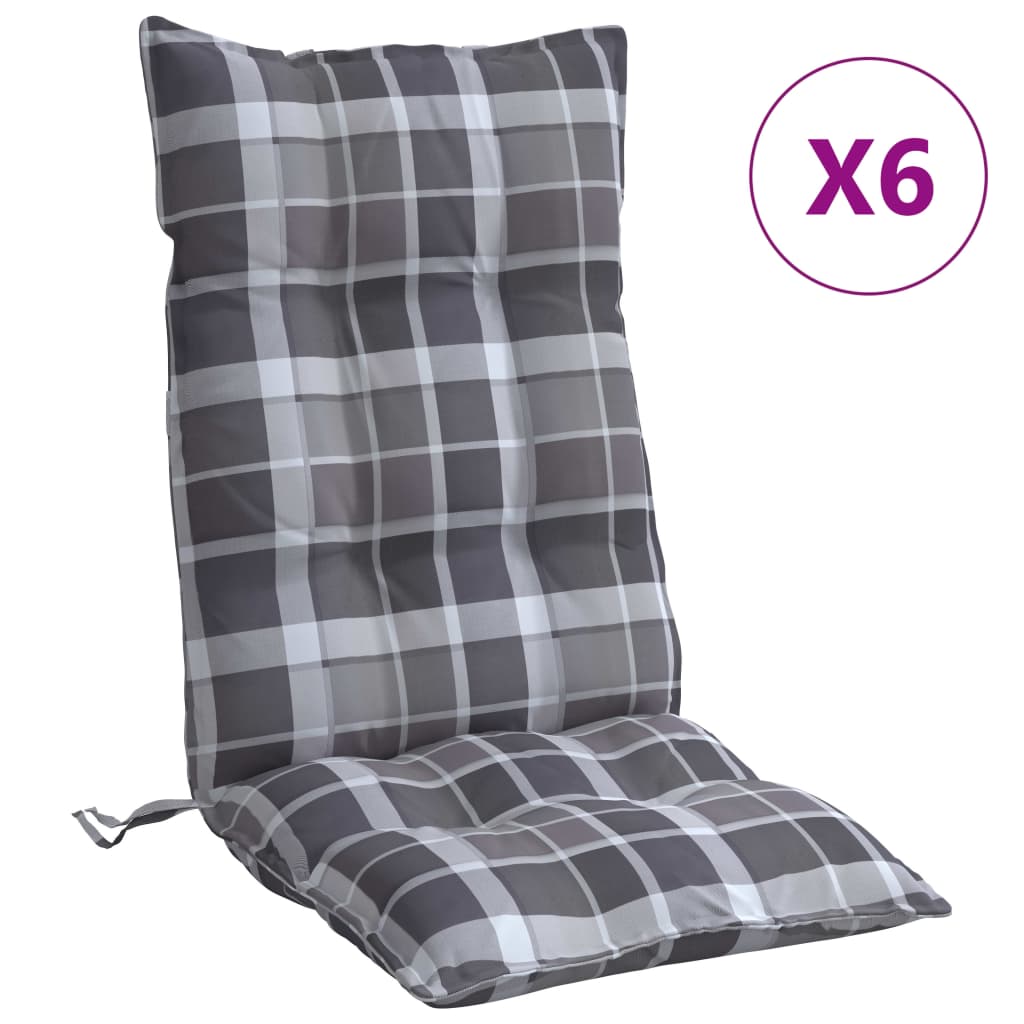 Coussins de chaise vidaxl 6 st dossier haut de diamant motif oxford tissu gris