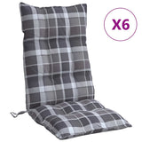 Coussins de chaise vidaxl 6 st dossier haut de diamant motif oxford tissu gris