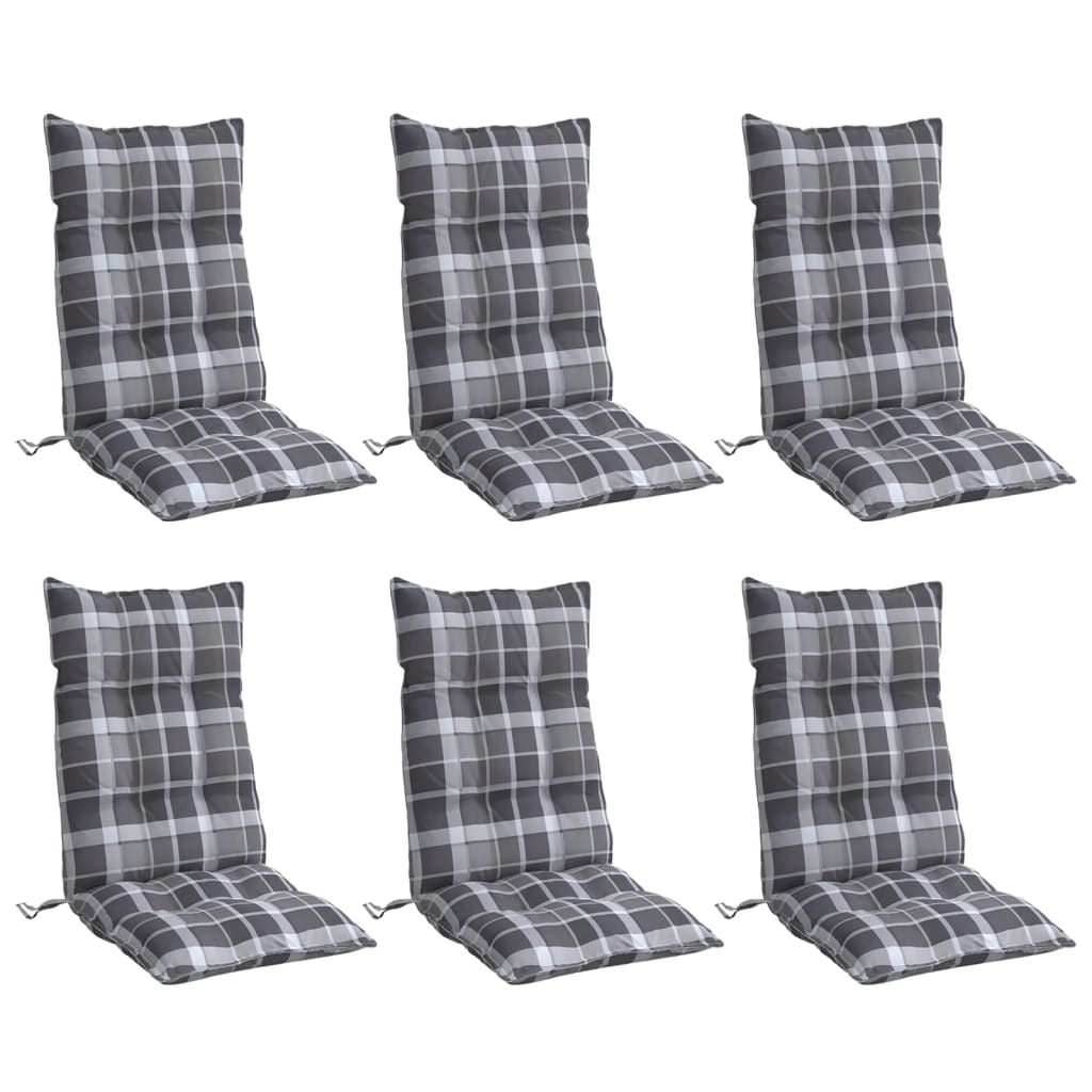 Vidaxl Chair cushions 6 st high back diamond pattern Oxford fabric gray