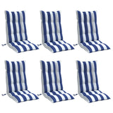 Vidaxl Chair cushions 6 st high back striped fabric oxford white and blue