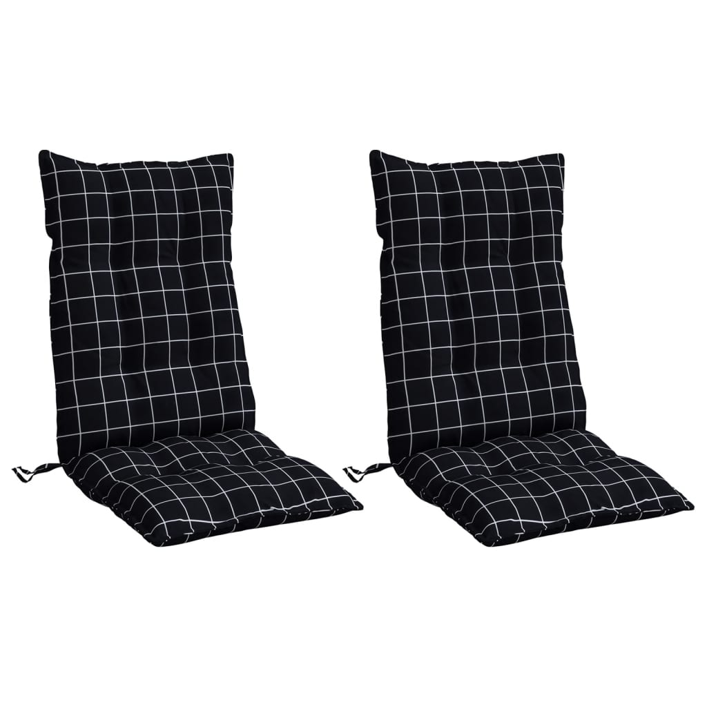 Vidaxl Chair cushions 2 st high back window pattern Oxford fabric black