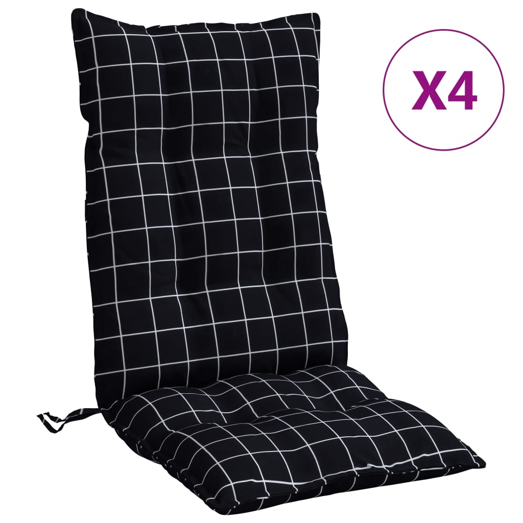 Coussins de chaise vidaxl 4 st haut de dossier de diamant de dos oxford tissu noir