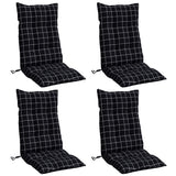 Vidaxl stoelkussens 4 st hoge rug ruitpatroon oxford stof zwart