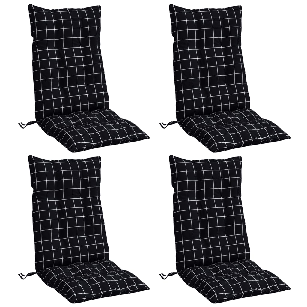 Vidaxl Chair cushions 4 st high back diamond pattern Oxford fabric black