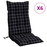 Coussins de chaise vidaxl 6 st dossier haut de dos de diamant tissu oxford tissu noir