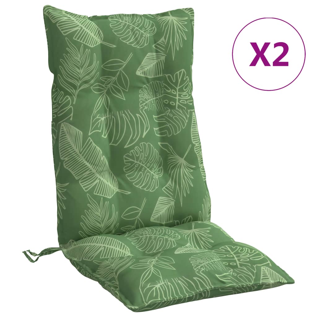 Coussins de chaise vidaxl 2 st motif de feuilles arrière hautes tissu oxford