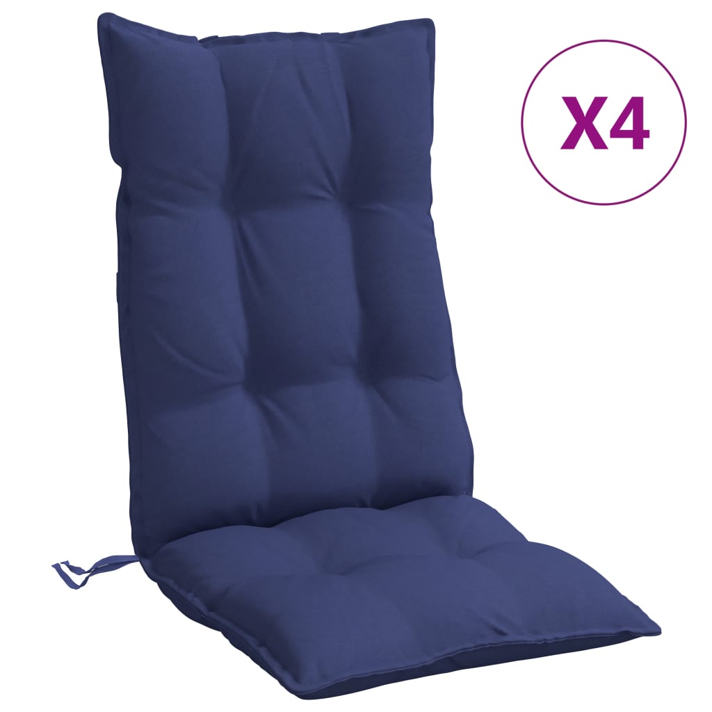 VidaXL chair cushions 4 st high back Oxford fabric marine blue