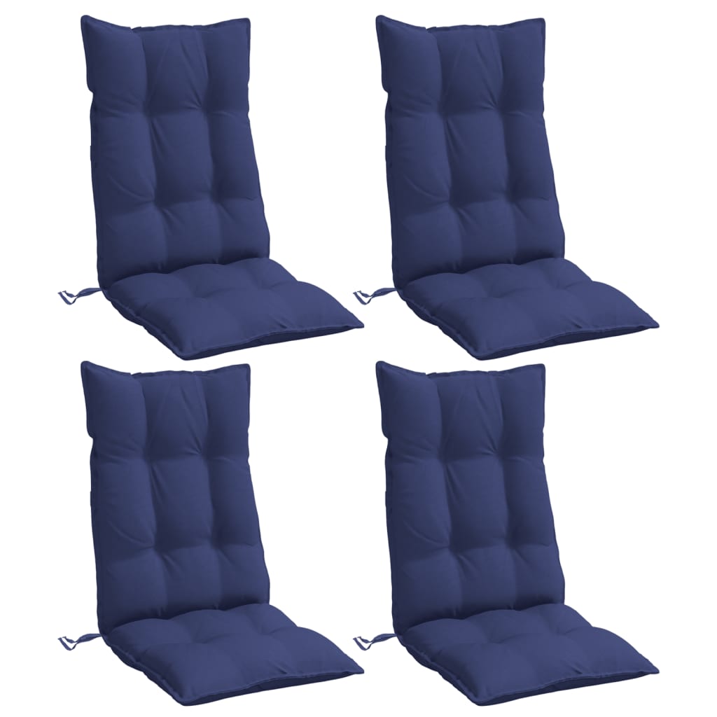 Coussins de chaise vidaxl 4 st haut dos oxford tissu marin bleu