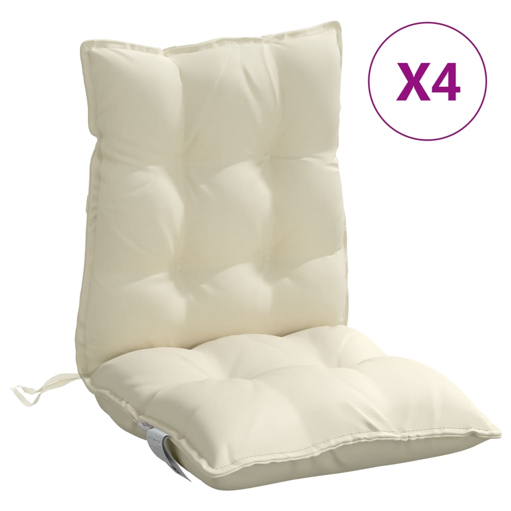 Cuscini di sedia Vidaxl 4 pezzi Bassdo schiena Oxford Fabric Crème -Collorato