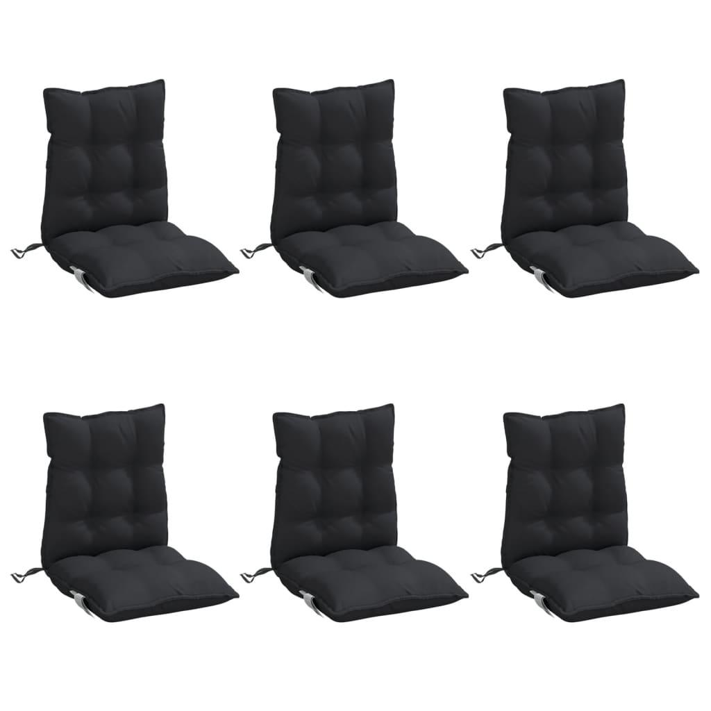 Cojines de silla Vidaxl 6 pcs tela de oxford de espalda baja negra