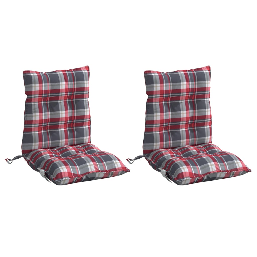 Cojines de silla Vidaxl 2 pcs patrón de ventana baja de la espalda tela oxford rojo