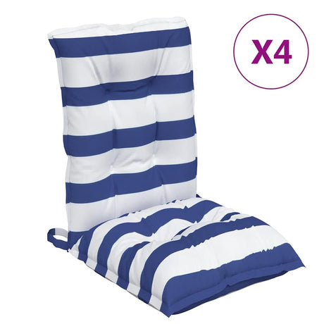Vidaxl stoelkussens 4 st lage rug gestreept oxford stof wit en blauw