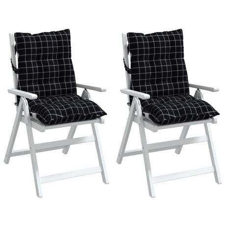 Vidaxl stoelkussens 2 st lage rug ruitpatroon oxford stof zwart