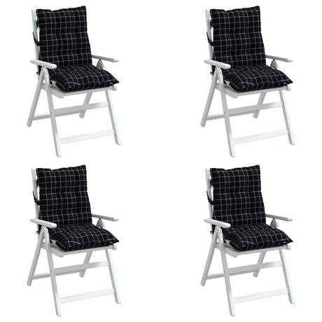 Vidaxl stoelkussens 4 st lage rug ruitpatroon oxford stof zwart