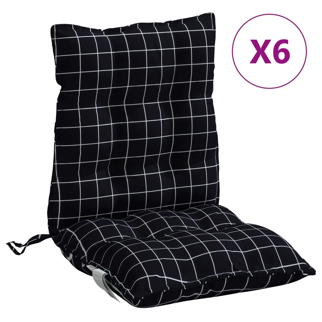 Coussins de chaise vidaxl 6 pcs motif de fenêtre arrière basse oxford tissu noir