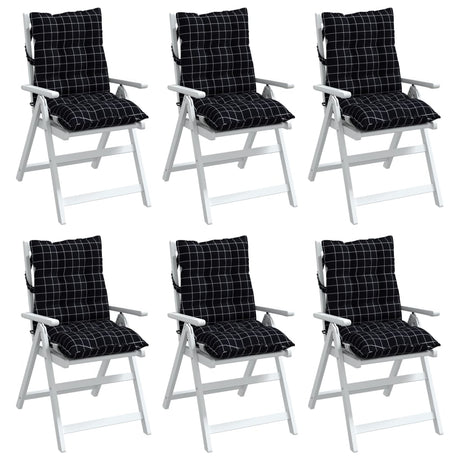 Vidaxl stoelkussens 6 st lage rug ruitpatroon oxford stof zwart