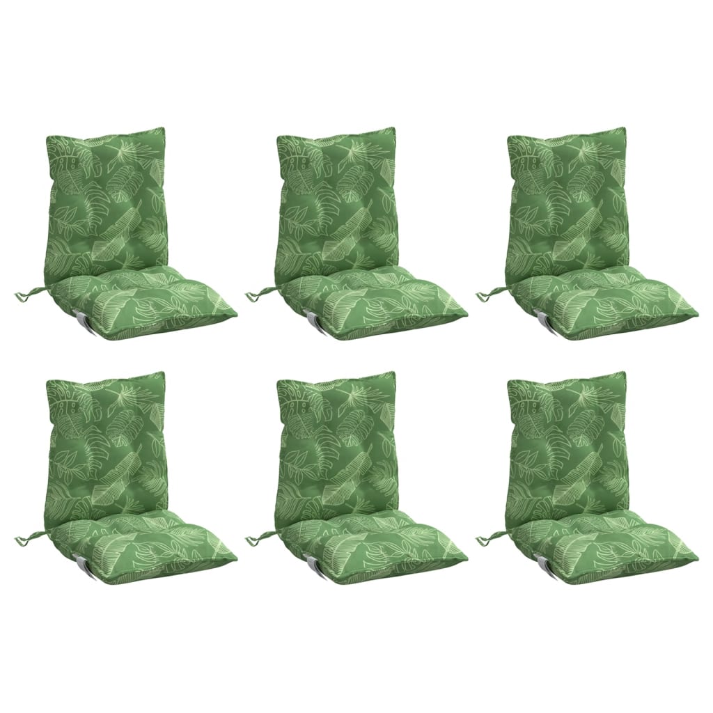 Coussins de chaise vidaxl 6 st motif de feuille de bas du dos oxford tissu