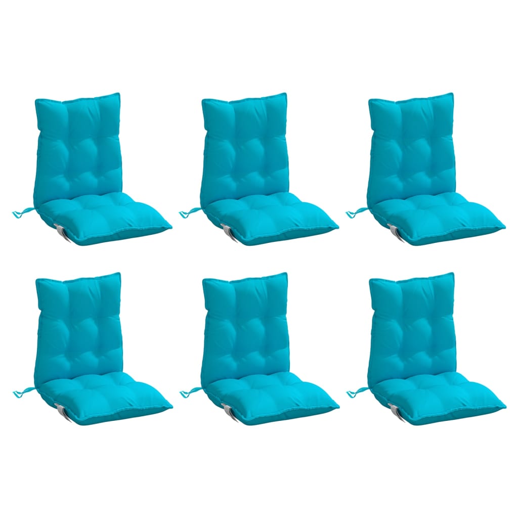 Cojines de silla de Vidaxl 6 pcs Turquoise de tela oxford de espalda baja