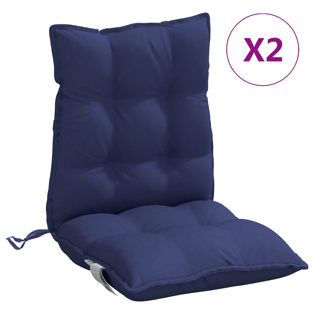 Coussins de chaise vidaxl 2 pcs bas dos oxford tissu marin bleu