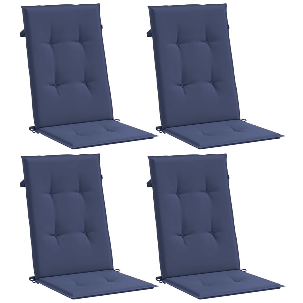 Cojines de silla de Vidaxl 4 st de alto polvo de la espalda azul marino