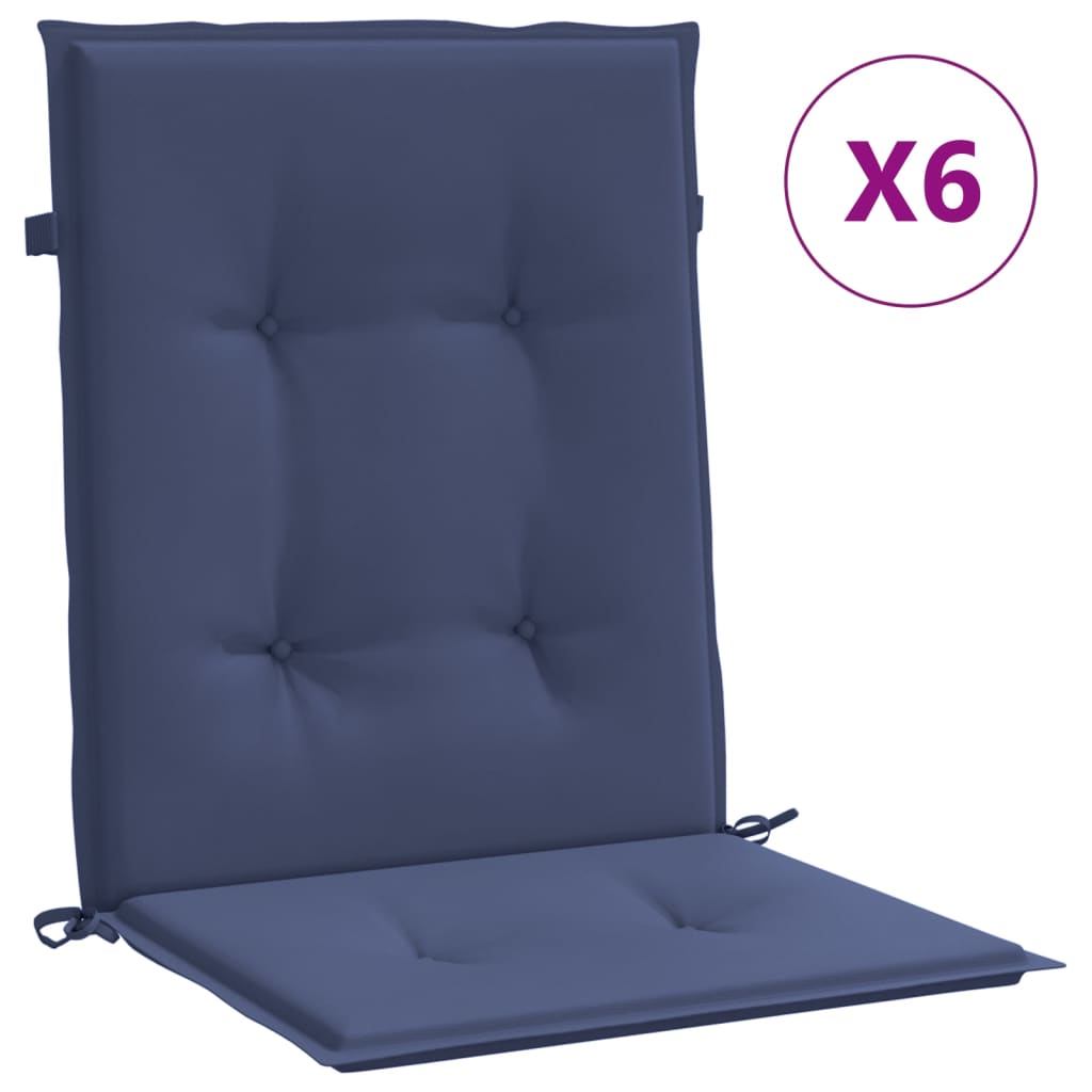 Cuscini da sedia Vidaxl 6 pezzi in tessuto posteriore blu navy blu navy