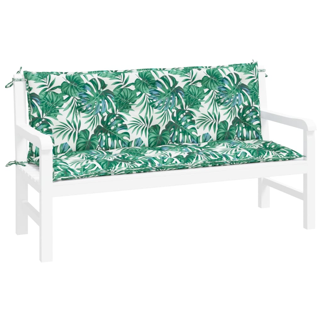 Vidaxl Garden Bench Poduszki 2 ST 150x50x7 CM Oxford Tkanina Wzór liści