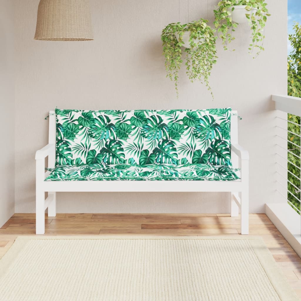 Vidaxl Garden Bench Poduszki 2 ST 150x50x7 CM Oxford Tkanina Wzór liści