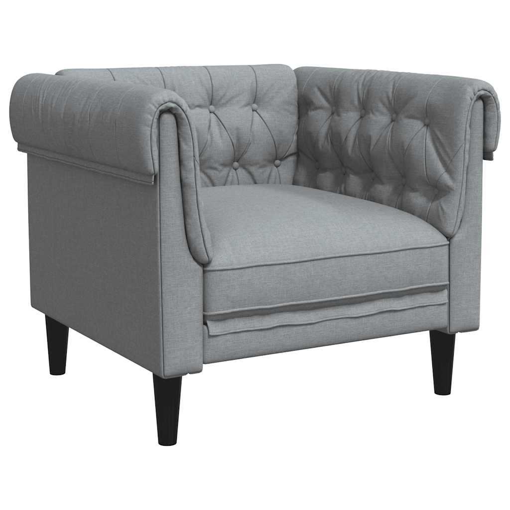 Vidaxl fauteuil chesterfield-stijl stof lichtgrijs