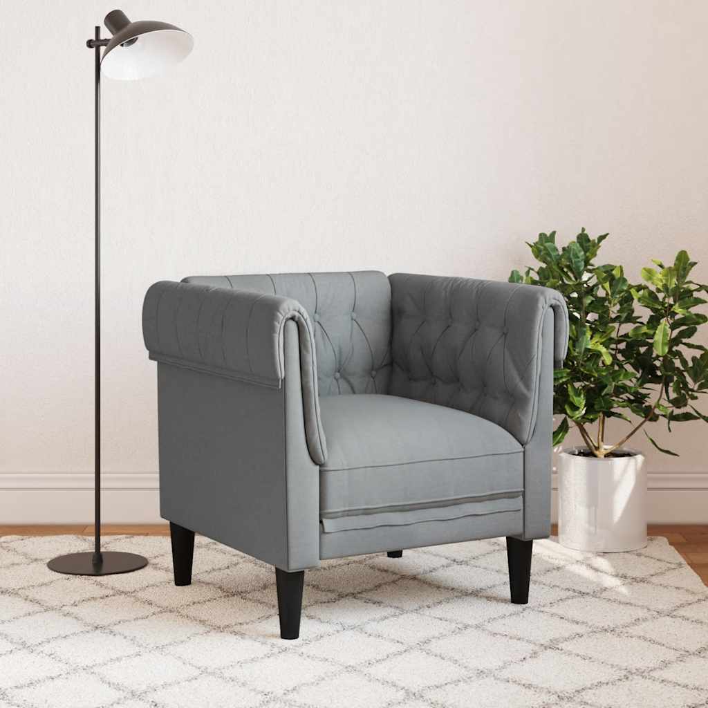 Vidaxl fauteuil chesterfield-stijl stof lichtgrijs