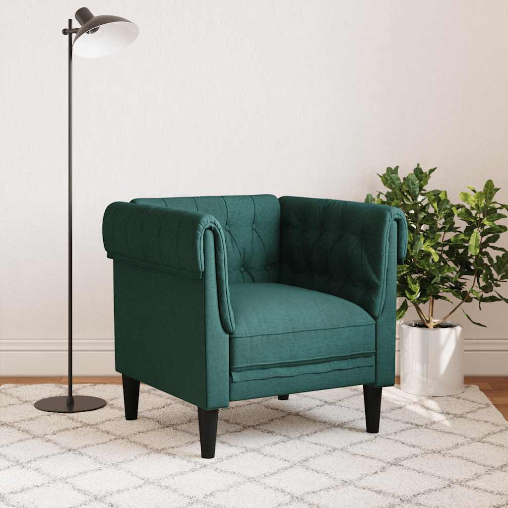 Vidaxl fauteuil chesterfield-stijl stof donkergroen