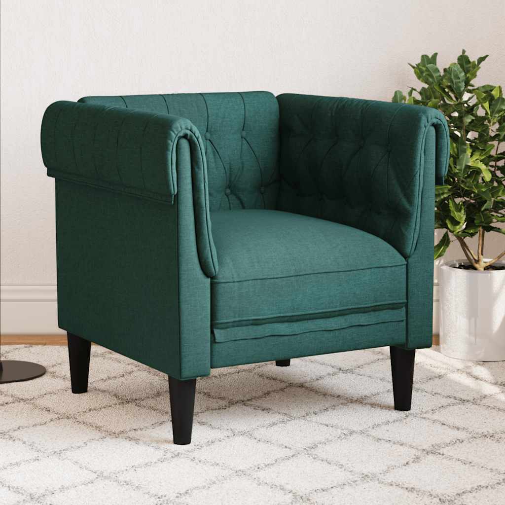 Vidaxl fauteuil chesterfield-stijl stof donkergroen