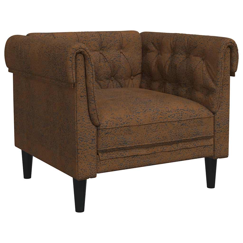 Vidaxl fauteuil chesterfield-stijl stof bruin