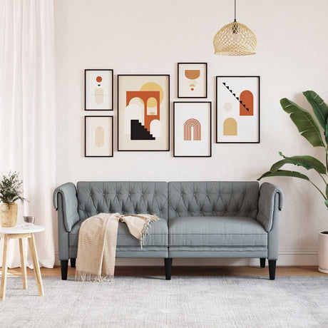 Vidaxl tweezitsbank chesterfield-stijl stof lichtgrijs