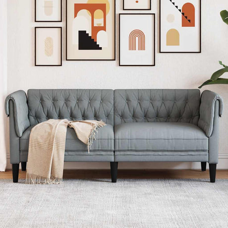 Vidaxl tweezitsbank chesterfield-stijl stof lichtgrijs