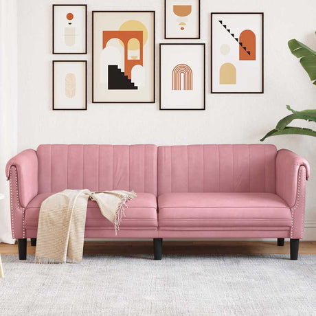 Vidaxl driezitsbank fluweel roze