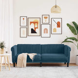 Vidaxl driezitsbank fluweel blauw