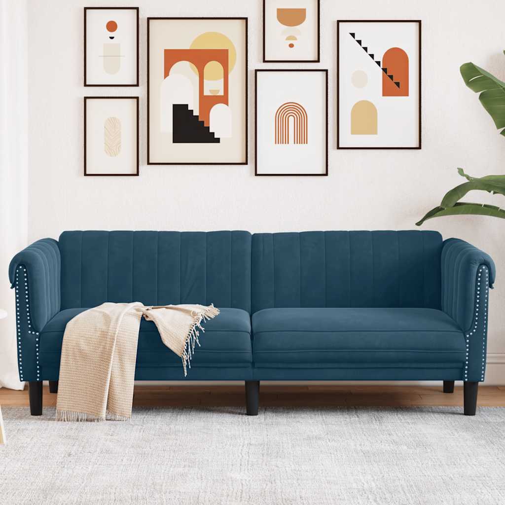 Vidaxl driezitsbank fluweel blauw