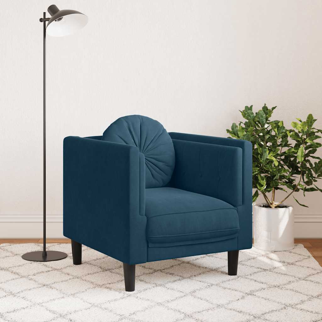 Vidaxl fauteuil met kussen fluweel blauw