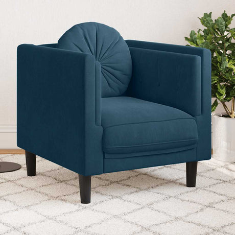 Vidaxl fauteuil met kussen fluweel blauw