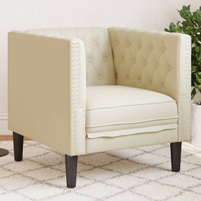 Vidaxl fauteuil chesterfield-stijl kunstleer crèmekleurig