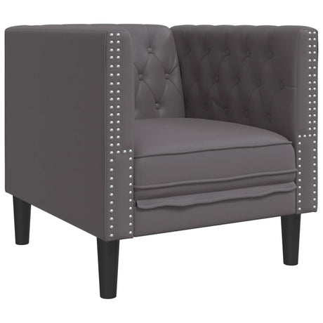 Vidaxl fauteuil chesterfield-stijl kunstleer grijs
