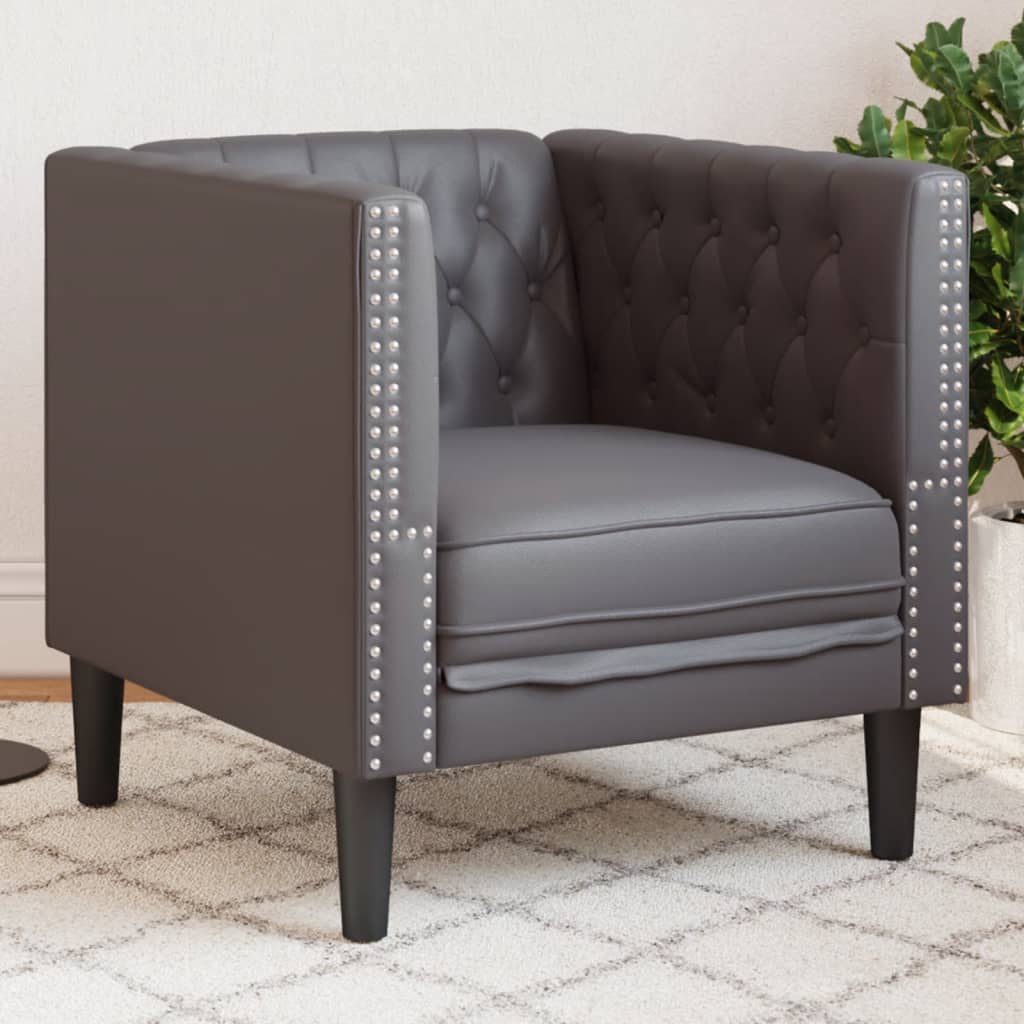 Vidaxl fauteuil chesterfield-stijl kunstleer grijs