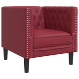 Vidaxl fauteuil chesterfield-stijl kunstleer wijnrood